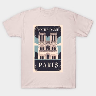 A Vintage Travel Art of the Notre-Dame Cathedral in Paris - France T-Shirt